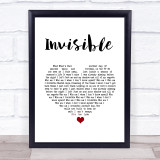 5 Seconds Of Summer Invisible White Heart Song Lyric Quote Music Print