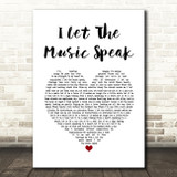 ABBA I Let The Music Speak White Heart Song Lyric Quote Music Print