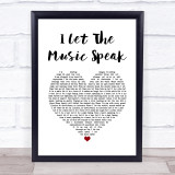 ABBA I Let The Music Speak White Heart Song Lyric Quote Music Print