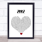 Anne-Marie 2002 White Heart Song Lyric Quote Music Print