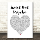 Ava Max Sweet But Psycho White Heart Song Lyric Quote Music Print