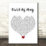 Bee Gees First Of May White Heart Song Lyric Quote Music Print