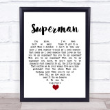 Black Coffee Superman White Heart Song Lyric Quote Music Print