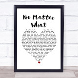 Boyzone No Matter What White Heart Song Lyric Quote Music Print