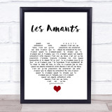 Charles Dumont Les Amants White Heart Song Lyric Quote Music Print