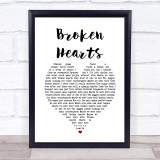 Chevel Shepherd Broken Hearts White Heart Song Lyric Quote Music Print