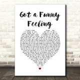 Cliff Richard Got a Funny Feeling White Heart Song Lyric Quote Music Print