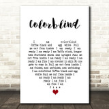 Counting Crows Colorblind White Heart Song Lyric Quote Music Print