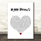 Dan + Shay & Justin Bieber 10,000 Hours White Heart Song Lyric Quote Music Print