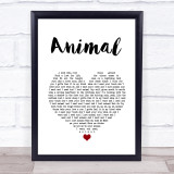 Def Leppard Animal White Heart Song Lyric Quote Music Print
