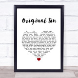 Elton John Original Sin White Heart Song Lyric Quote Music Print