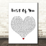 Foo Fighters Best Of You White Heart Song Lyric Quote Music Print