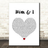 G-Eazy feat. Halsey Him & I White Heart Song Lyric Quote Music Print