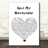 Green Day Give Me Novacaine White Heart Song Lyric Quote Music Print