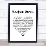 Guns N' Roses Rocket Queen White Heart Song Lyric Quote Music Print