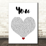 James Arthur You White Heart Song Lyric Quote Music Print