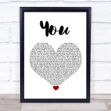 James Arthur You White Heart Song Lyric Quote Music Print