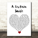 Johnny Mathis A Certain Smile White Heart Song Lyric Quote Music Print
