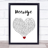 Kamal Khan Heeriye White Heart Song Lyric Quote Music Print