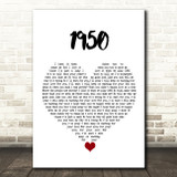 King Princess 1950 White Heart Song Lyric Quote Music Print