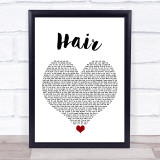 Lady Gaga Hair White Heart Song Lyric Quote Music Print