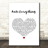 Lost Kings feat. Loren Gray Anti-Everything White Heart Song Lyric Quote Music Print