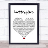 Lucy Spraggan Butterflies White Heart Song Lyric Quote Music Print