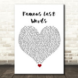 My Chemical Romance Famous Last Words White Heart Song Lyric Quote Music Print
