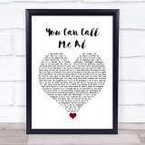 Paul Simon You Can Call Me Al White Heart Song Lyric Quote Music Print