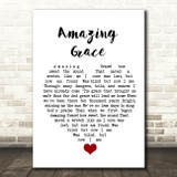 Amazing Grace White Heart Song Lyric Quote Music Print