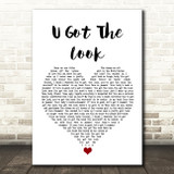 Prince U Got The Look White Heart Song Lyric Quote Music Print