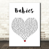 Pulp Babies White Heart Song Lyric Quote Music Print