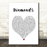 Rihanna Diamonds White Heart Song Lyric Quote Music Print