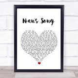 Robbie Williams Nan's Song White Heart Song Lyric Quote Music Print