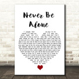 Shawn Mendes Never Be Alone White Heart Song Lyric Quote Music Print