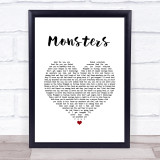 Shinedown MONSTERS White Heart Song Lyric Quote Music Print