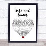 Taylor Swift Safe and Sound White Heart Song Lyric Quote Music Print