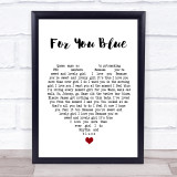 The Beatles For You Blue White Heart Song Lyric Quote Music Print