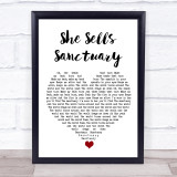 The Cult She Sells Sanctuary White Heart Song Lyric Quote Music Print