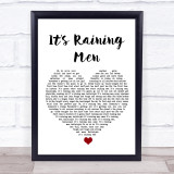 The Weather Girls It's Raining Men White Heart Song Lyric Quote Music Print
