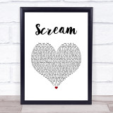 Usher Scream White Heart Song Lyric Quote Music Print