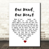 West Side Story One Hand, One Heart White Heart Song Lyric Quote Music Print
