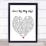 Love Of My Life Santana Heart Quote Song Lyric Print