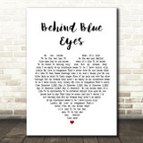 Limp Bizkit Behind Blue Eyes Heart Song Lyric Quote Print