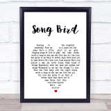 Oasis Song Bird Heart Song Lyric Quote Print