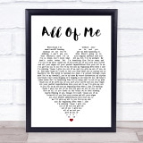 All Of Me John Legend Heart Song Lyric Quote Print