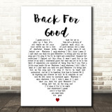 Back For Good Take That Heart Song Lyric Quote Print