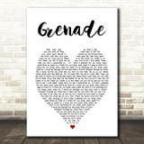 Grenade Bruno Mars Heart Song Lyric Quote Print