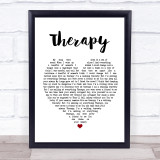 All Time Low Therapy White Heart Song Lyric Quote Print