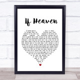 Andy Griggs If Heaven White Heart Song Lyric Quote Print
